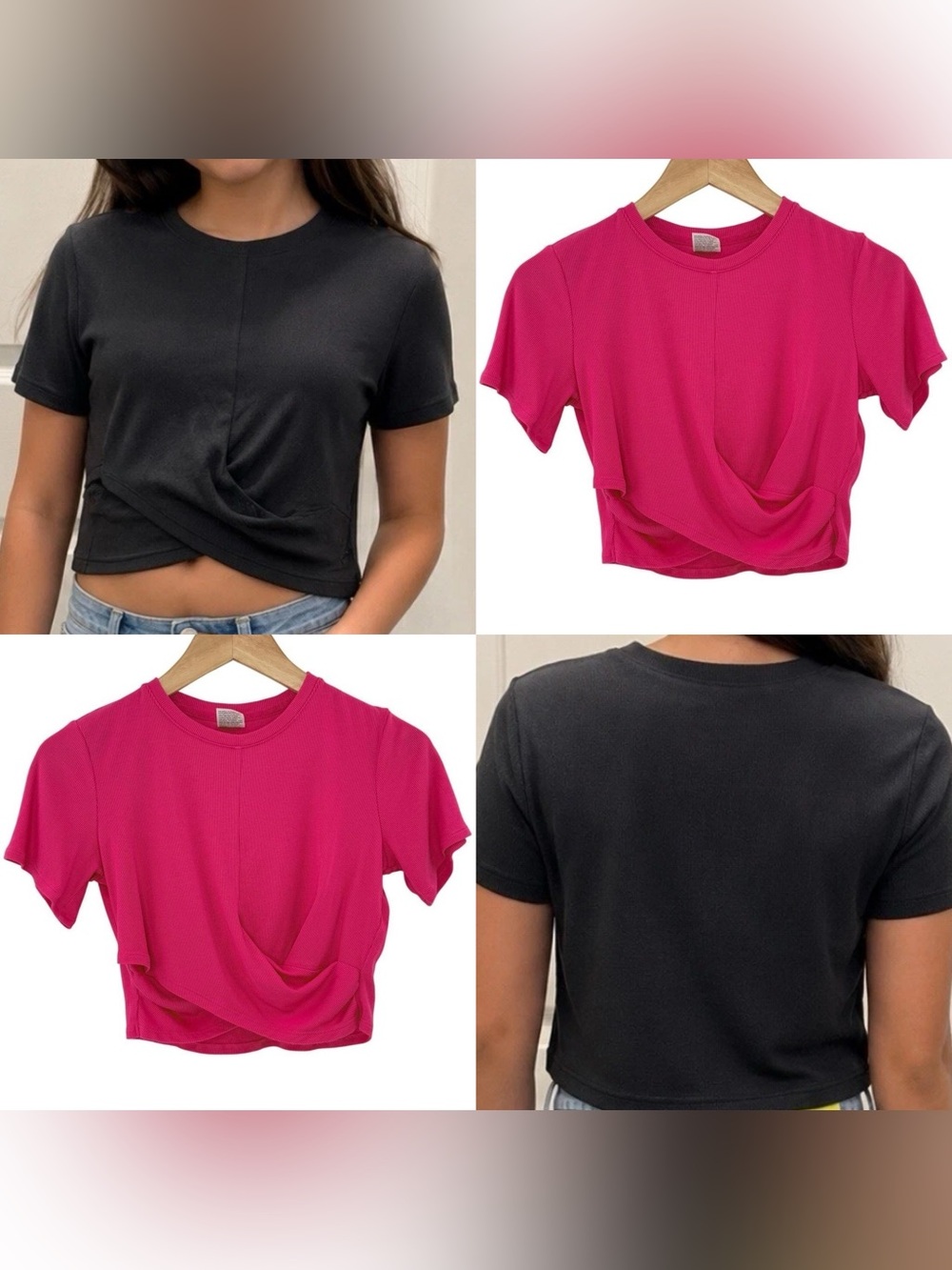 Lot of 2 all in motion twist front ribbed tee shirt